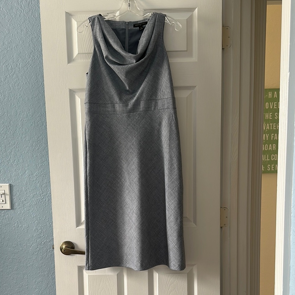 Banana Republic Gray Sheath Midi Dress Cowl Neck Size 8